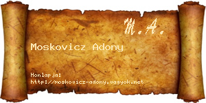 Moskovicz Adony névjegykártya